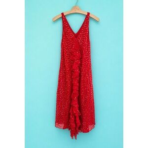 Vintage 70s 80s‎ Bias Judy Hornby Couture Red Sequin Disco Slip Dress Midi Small